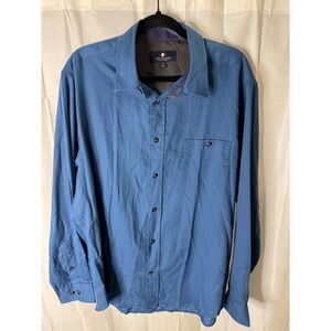 Argyleculture Russell Simmons Blue Herringbone Button Down Shirt XL Men Lng slv